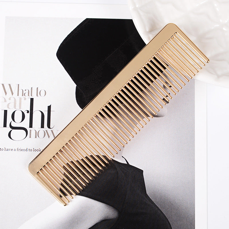 Gold Metal Portable Comb for Celebrity Hair and Internet Looks - metal comb portable internet celebrity hair