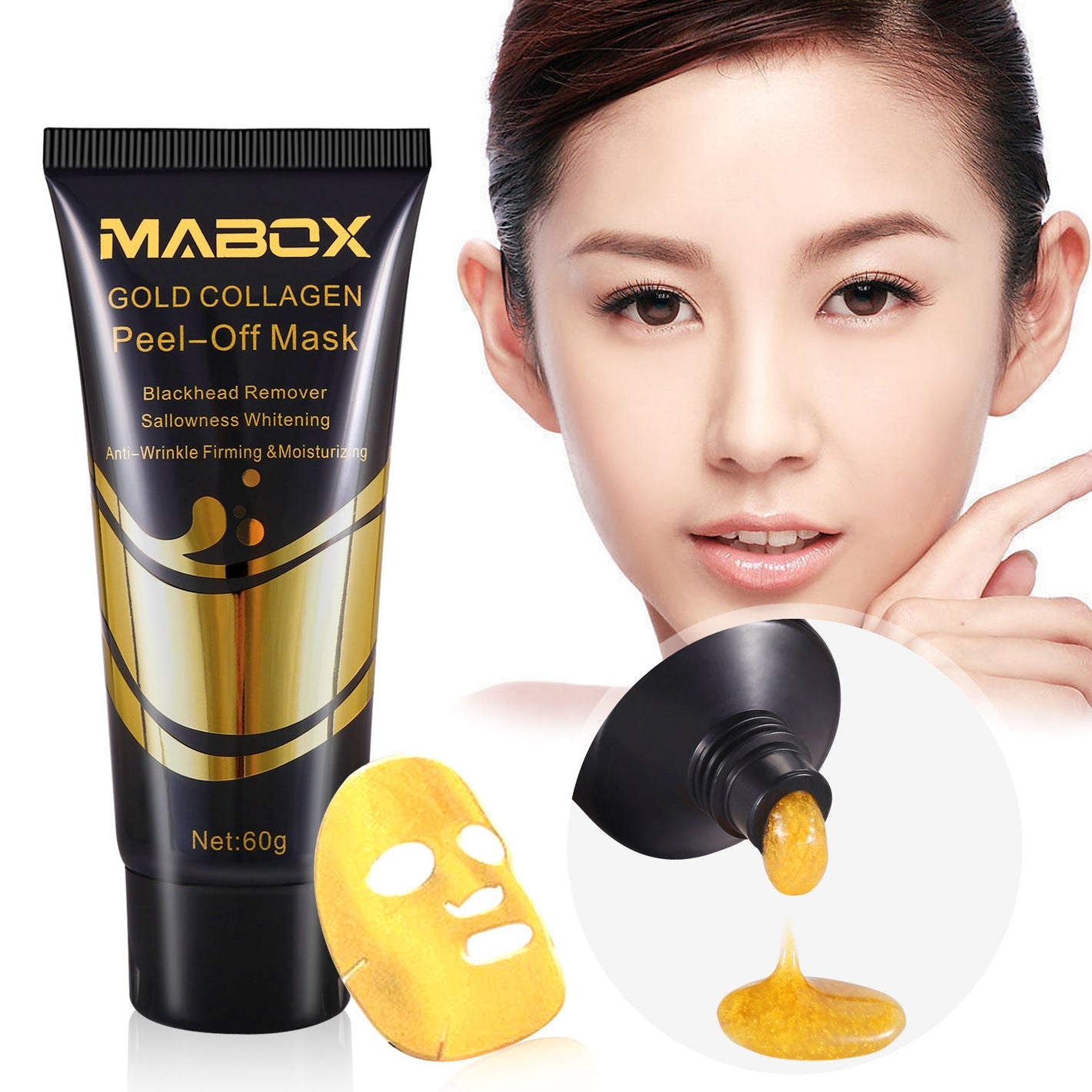 Gold Peeling Nasal Mask for Whitening and Anti-Aging 60g MABOX - Firmer Skin Chuckles gold peeling nasal mask