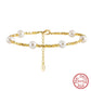 Gold Plated 925 Sterling Silver Natural Freshwater Pearl Ins Style Broken Silver Bracelet - Gold Plated 925 Silver