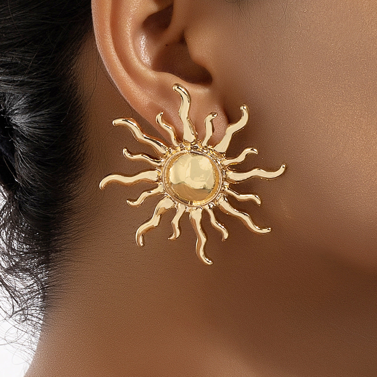 Gold Sun Metal Stud Earrings for Bright and Stylish Silver - Sparkle Like With sun metal stud earrings