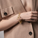 Gold Titanium Steel Geometric Exaggerated Bracelet for Women - 14k gold titanium steel design exaggerated bracelet