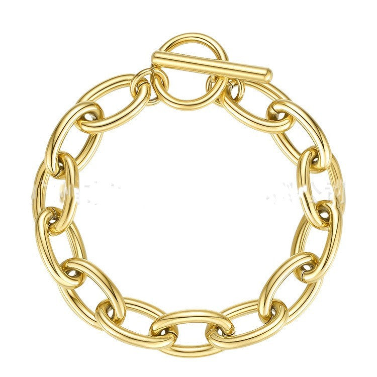 Gold Titanium Steel Geometric Exaggerated Bracelet for Women - 14k gold titanium steel design exaggerated bracelet
