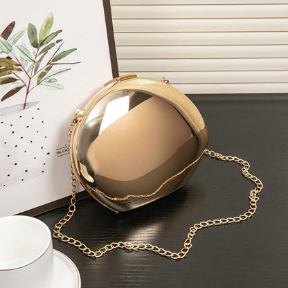 Golden Acrylic Metallic Box Banquet Clutch with Lining and Suitcase Design - Teleplus for Women golden acrylic metallic