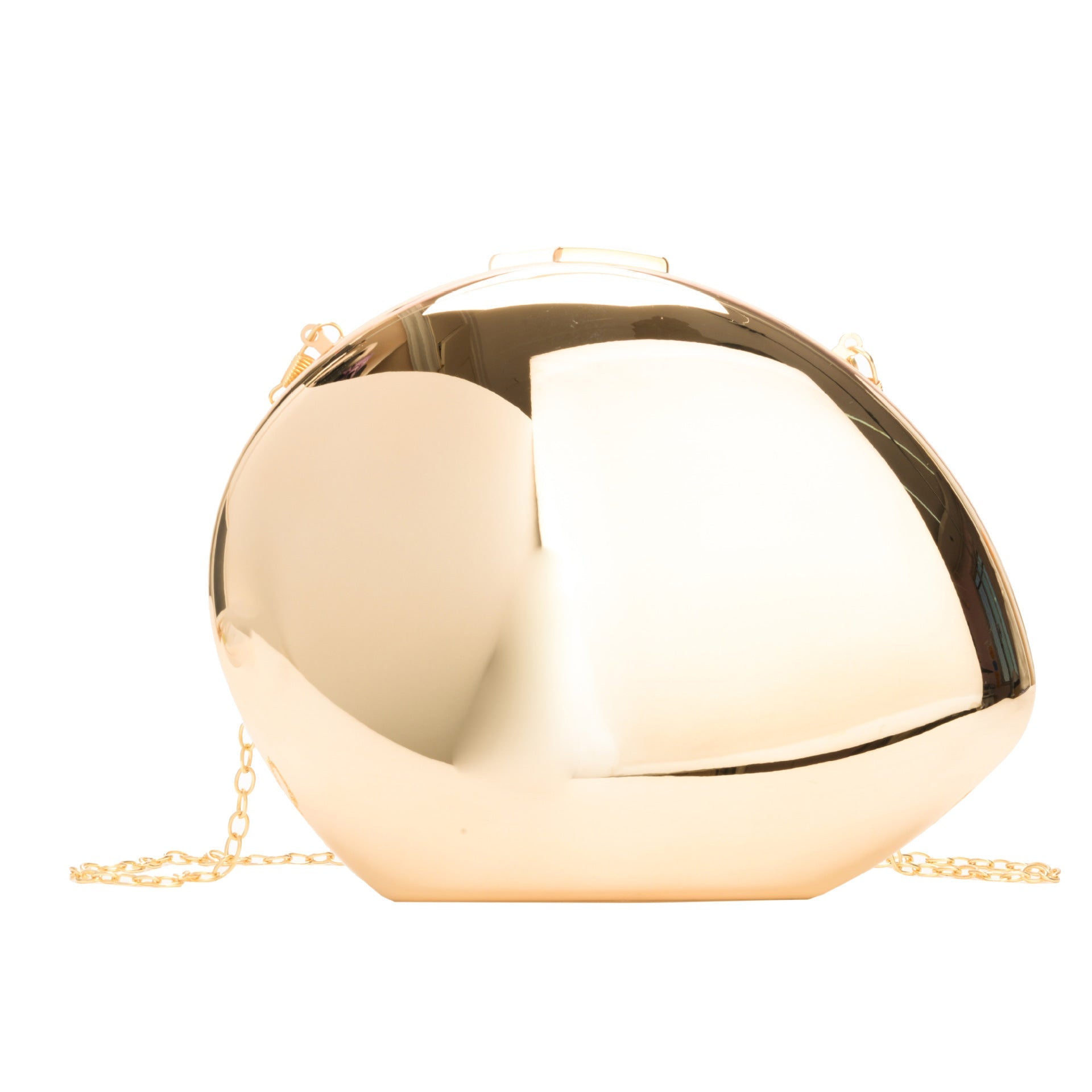 Golden Acrylic Metallic Box Banquet Clutch with Lining and Suitcase Design - Teleplus for Women golden acrylic metallic