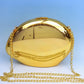 Golden Acrylic Metallic Box Banquet Clutch with Lining and Suitcase Design - Teleplus for Women golden acrylic metallic