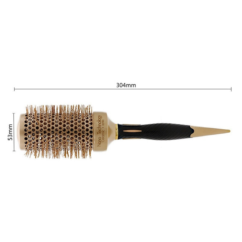 Golden Nylon Wool Ceramic Tube Rolling Comb with Pointed Tail for Hair Styling - Teleplus thermal conductive air