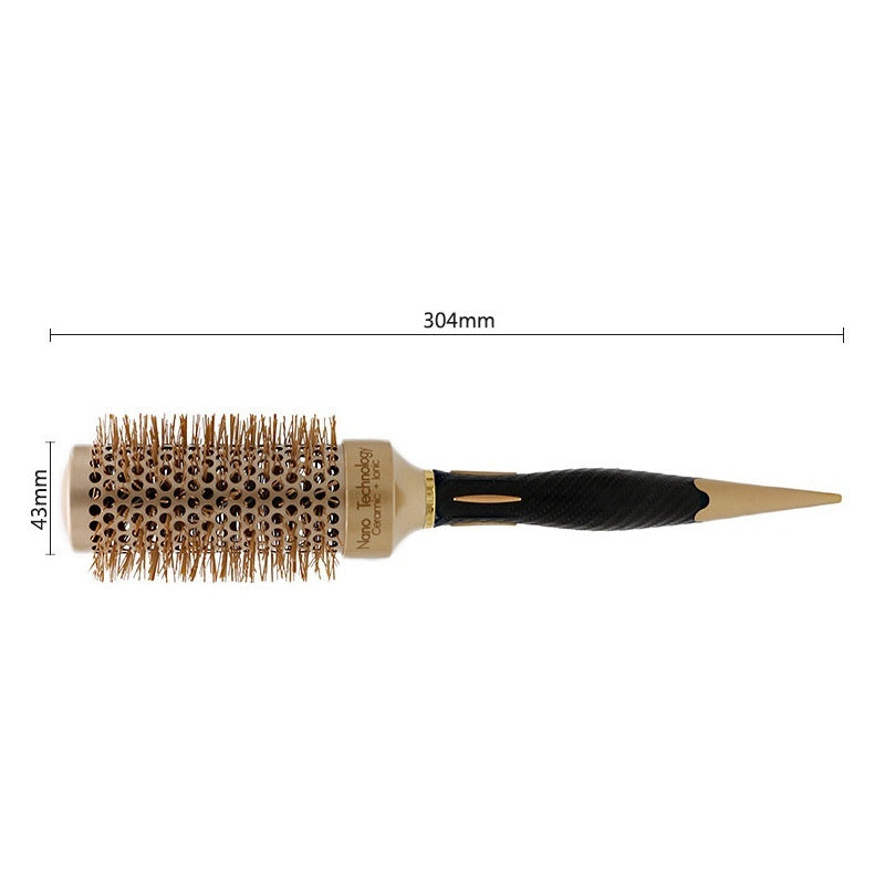 Golden Nylon Wool Ceramic Tube Rolling Comb with Pointed Tail for Hair Styling - Teleplus thermal conductive air