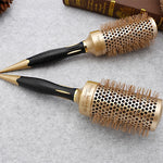 Golden Nylon Wool Ceramic Tube Rolling Comb with Pointed Tail for Hair Styling - Teleplus thermal conductive air