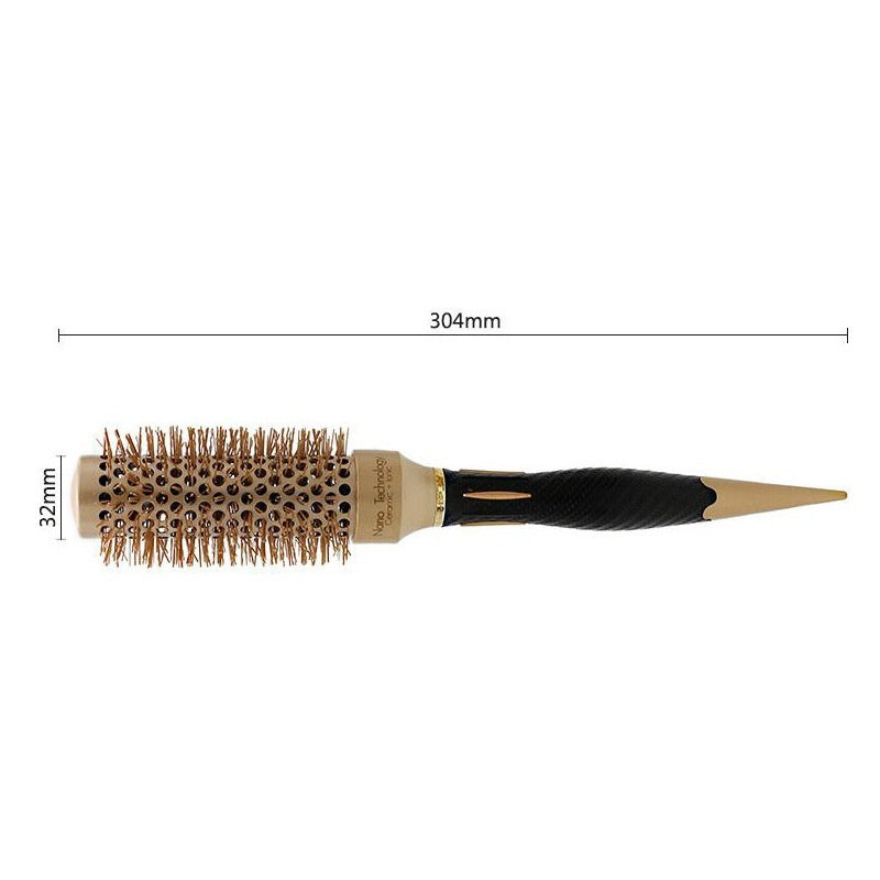 Golden Nylon Wool Ceramic Tube Rolling Comb with Pointed Tail for Hair Styling - Teleplus thermal conductive air
