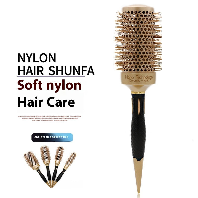 Golden Nylon Wool Ceramic Tube Rolling Comb with Pointed Tail for Hair Styling - Teleplus thermal conductive air
