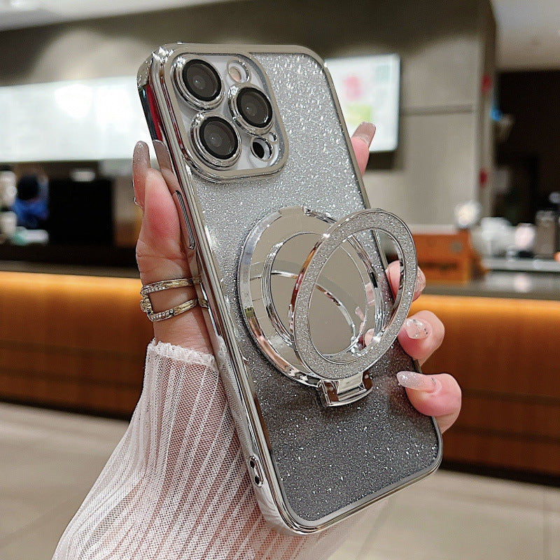 Gradient Magnetic Makeup Mirror with Anti-Fall Bracket and Phone Holder - magnetic makeup mirror bracket phone