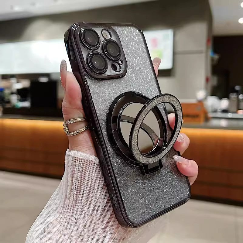 Gradient Magnetic Makeup Mirror with Anti-Fall Bracket and Phone Holder - magnetic makeup mirror bracket phone