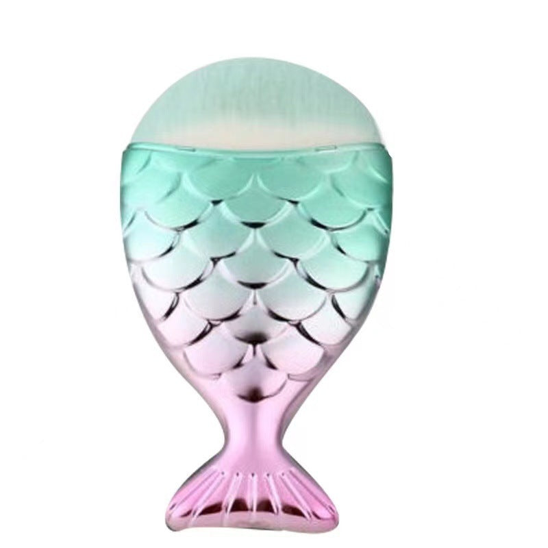 Gradient Mermaid Makeup Brush Set with Cosmetic Cover and Fish Design - gradient mermaid makeup brush