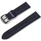 Grained Leather Strap For Quick Release Hand Made Retro - Grained Leather Strap with Line Black and Silver Buckle