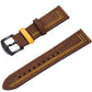 Grained Leather Strap For Quick Release Hand Made Retro - Grained Leather Strap with Line Black and Silver Buckle