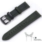 Grained Leather Strap For Quick Release Hand Made Retro - Grained Leather Strap with Line Black and Silver Buckle