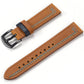 Grained Leather Strap For Quick Release Hand Made Retro - Grained Leather Strap with Line Black and Silver Buckle