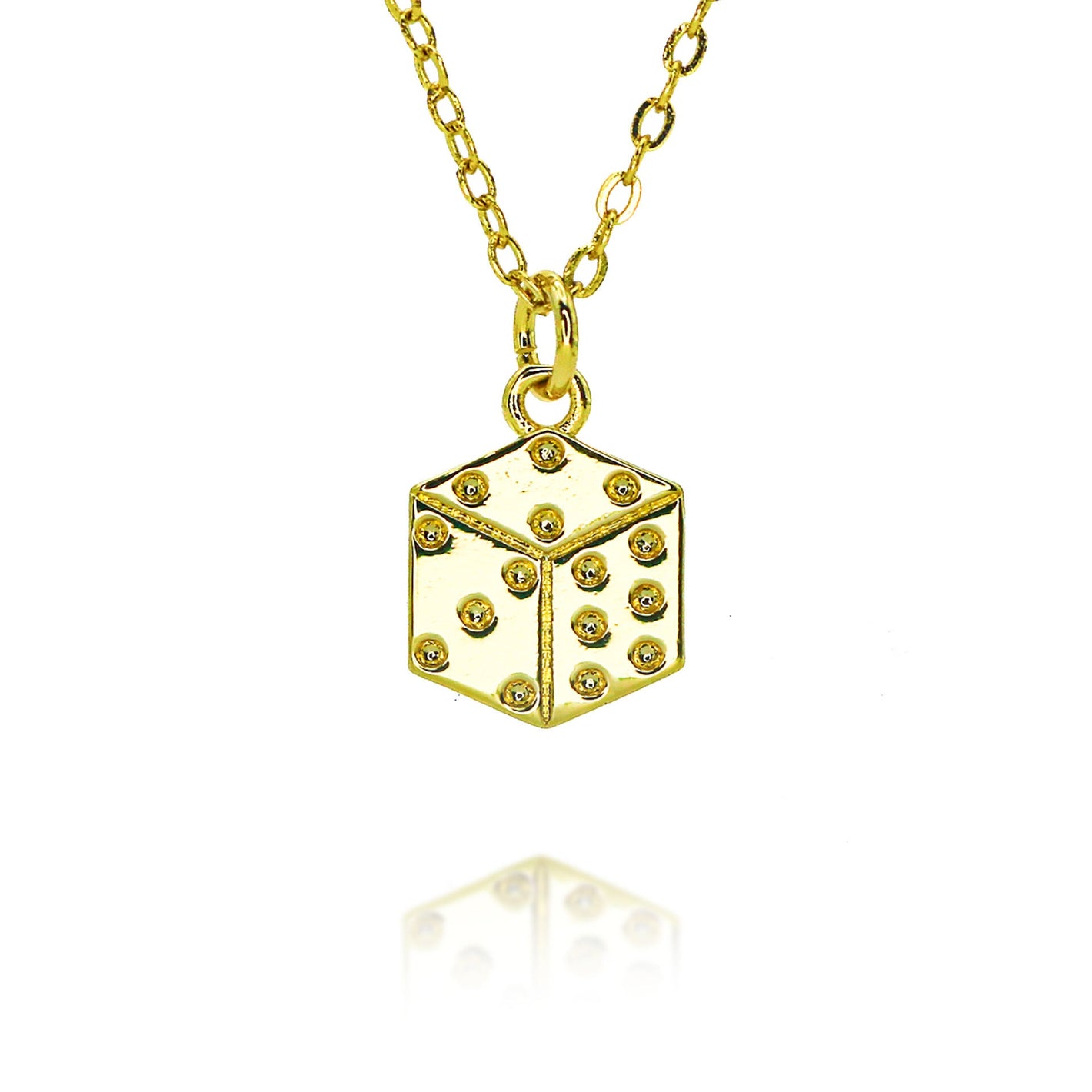 Micro Inlay Necklace with Heart Shape Copper Geometry and Square Design Sense - Graphic Small Dice graphic design sense