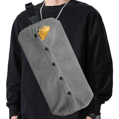 Gray Flank Pet Backpack for Beard Dragons with Adjustable Flannel and Accessories - Teleplus flannel adjustable beard