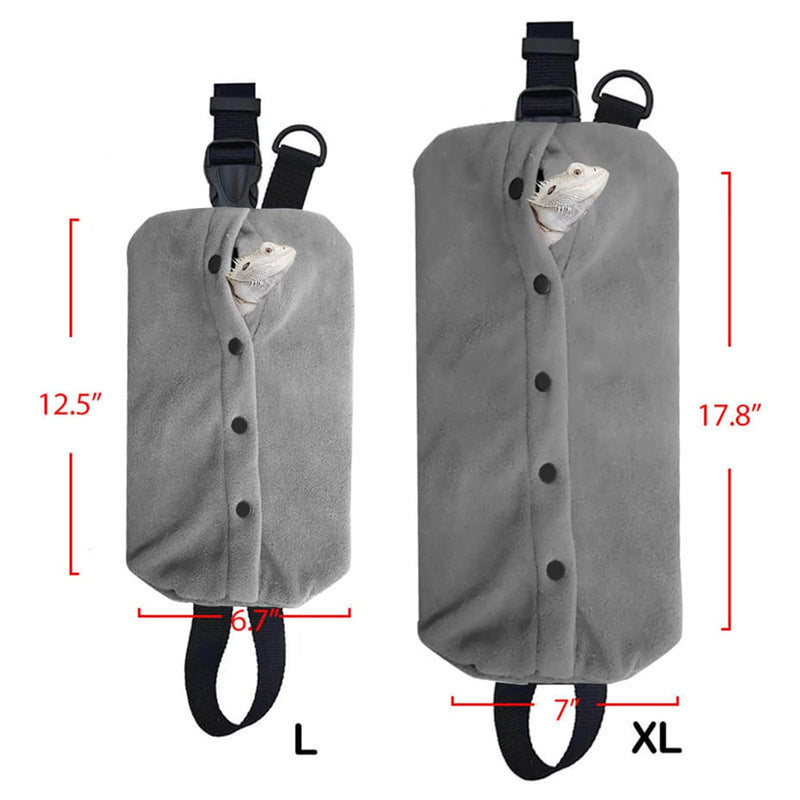 Gray Flank Pet Backpack for Beard Dragons with Adjustable Flannel and Accessories - Teleplus flannel adjustable beard
