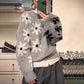 Gray Floral Jacquard Knit Pullover Sweater Japanese Korean Casual Loose Fit
