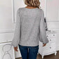 Gray Lace Long Sleeve Pullover Elegant Polyester Top for Women S-XXL - by Teleplus