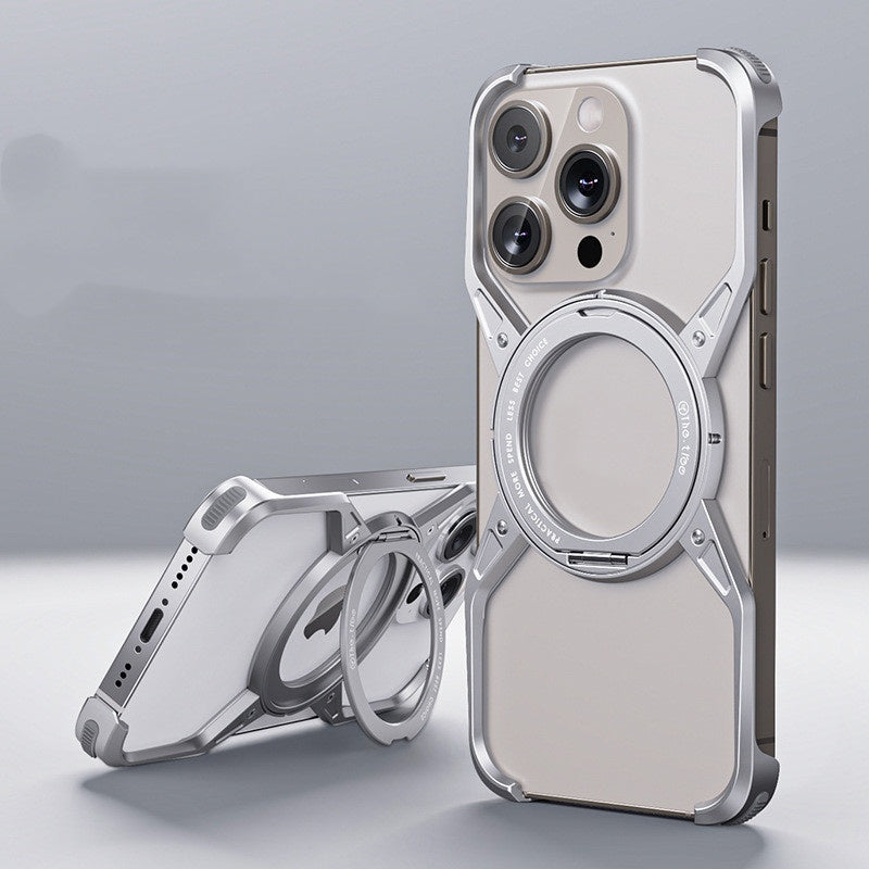 Gray Silver Heat Dissipation Metal Phone Case with Mechanical Arm Protection - Teleplus heat dissipation metal phone
