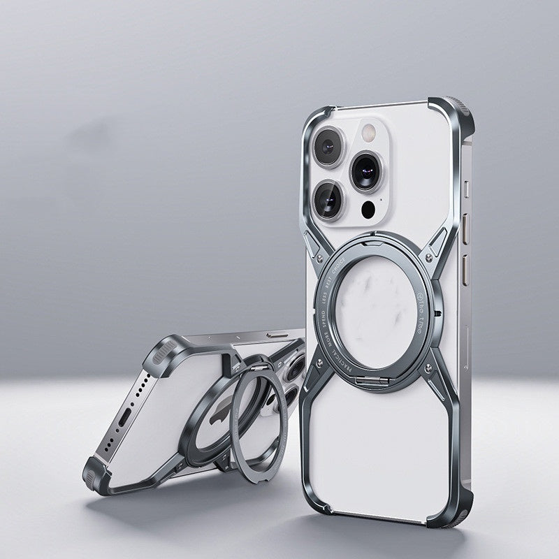 Gray Silver Heat Dissipation Metal Phone Case with Mechanical Arm Protection - Teleplus heat dissipation metal phone