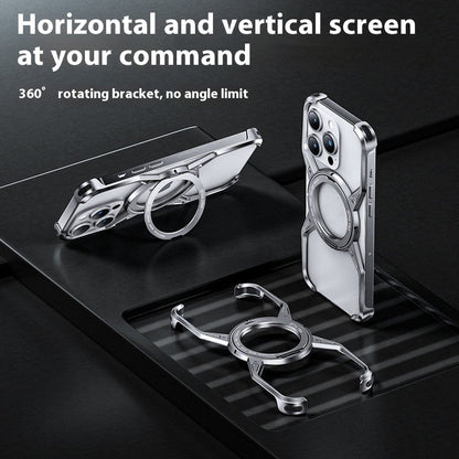 Gray Silver Heat Dissipation Metal Phone Case with Mechanical Arm Protection - Teleplus heat dissipation metal phone