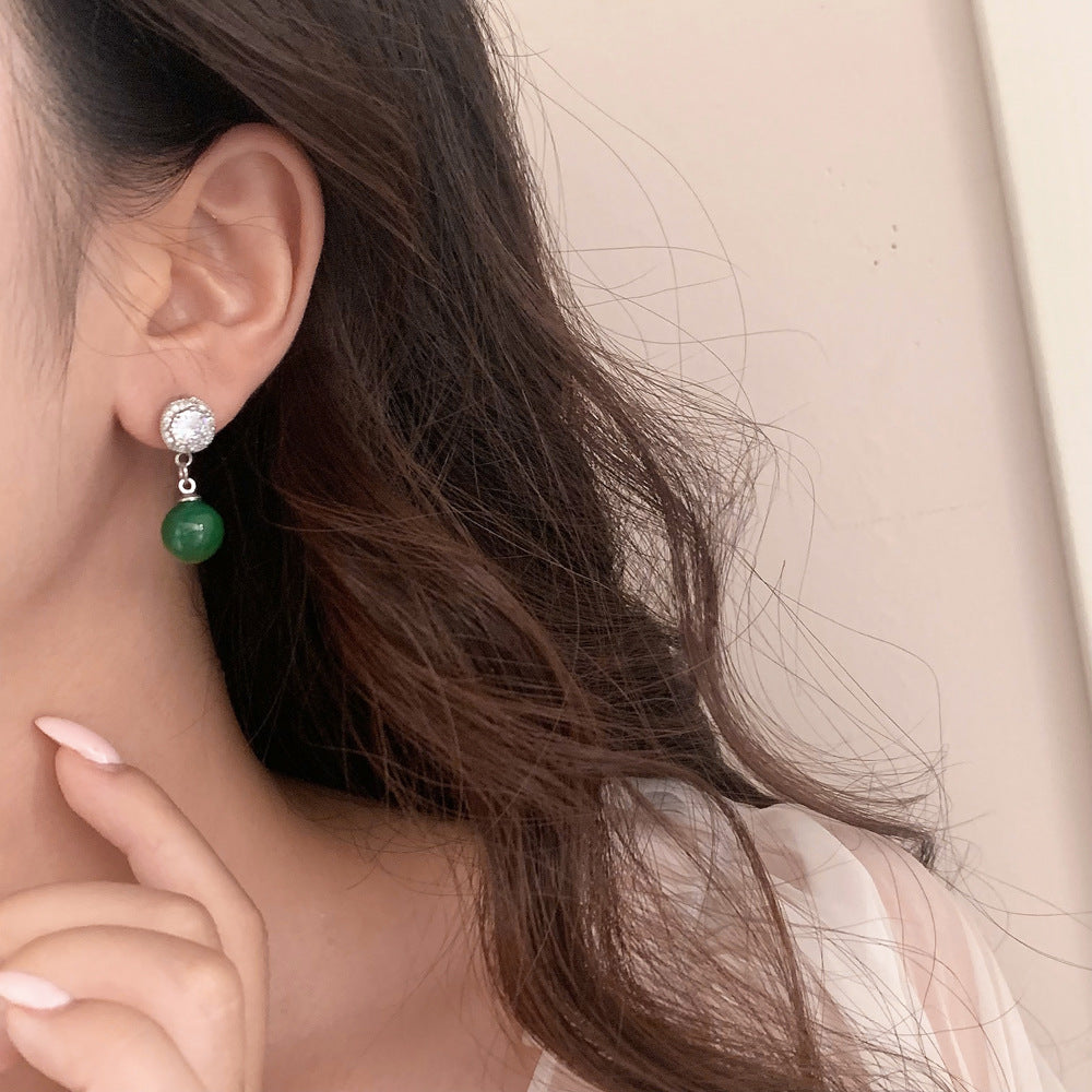 Green Chalcedony Pendant Tassel Earrings Fashion Green - Chalcedony Pendant Earrings So Green They Glisten