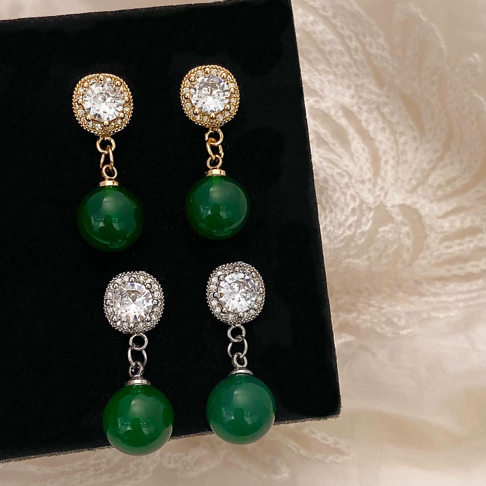 Green Chalcedony Pendant Tassel Earrings Fashion Green - Chalcedony Pendant Earrings So Green They Glisten