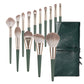 Green Cloud Makeup Brushes Suit with Artificial Fiber Bristles and Wooden Handle - Teleplus makeup brushes suit green