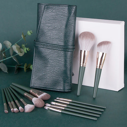 Green Cloud Makeup Brushes Suit with Artificial Fiber Bristles and Wooden Handle - Teleplus makeup brushes suit green