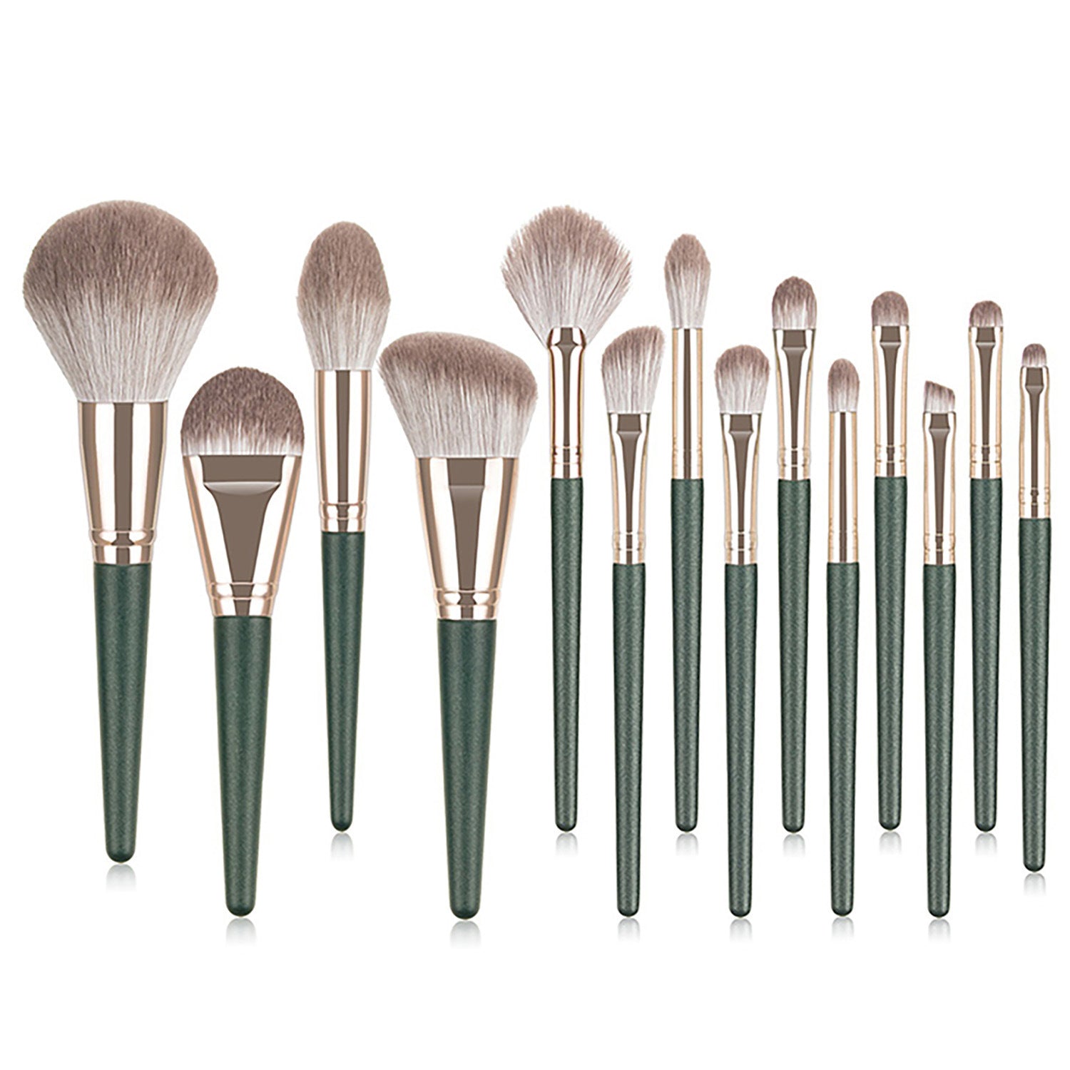Green Cloud Makeup Brushes Suit with Artificial Fiber Bristles and Wooden Handle - Teleplus makeup brushes suit green