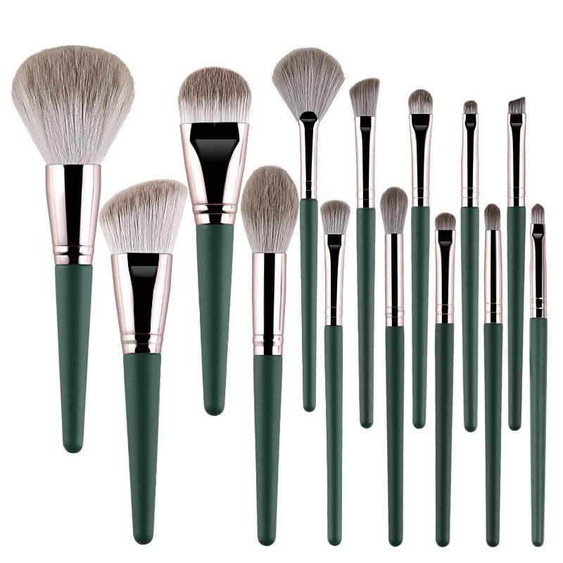 Green Cloud Makeup Cosmetic Bag with Brushes Set - Teleplus green cloud makeup brushes suit