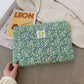 Green Flower Tablet Handbag Cotton Case Breathable Anti-theft Zipper - Teleplus green flower plaid