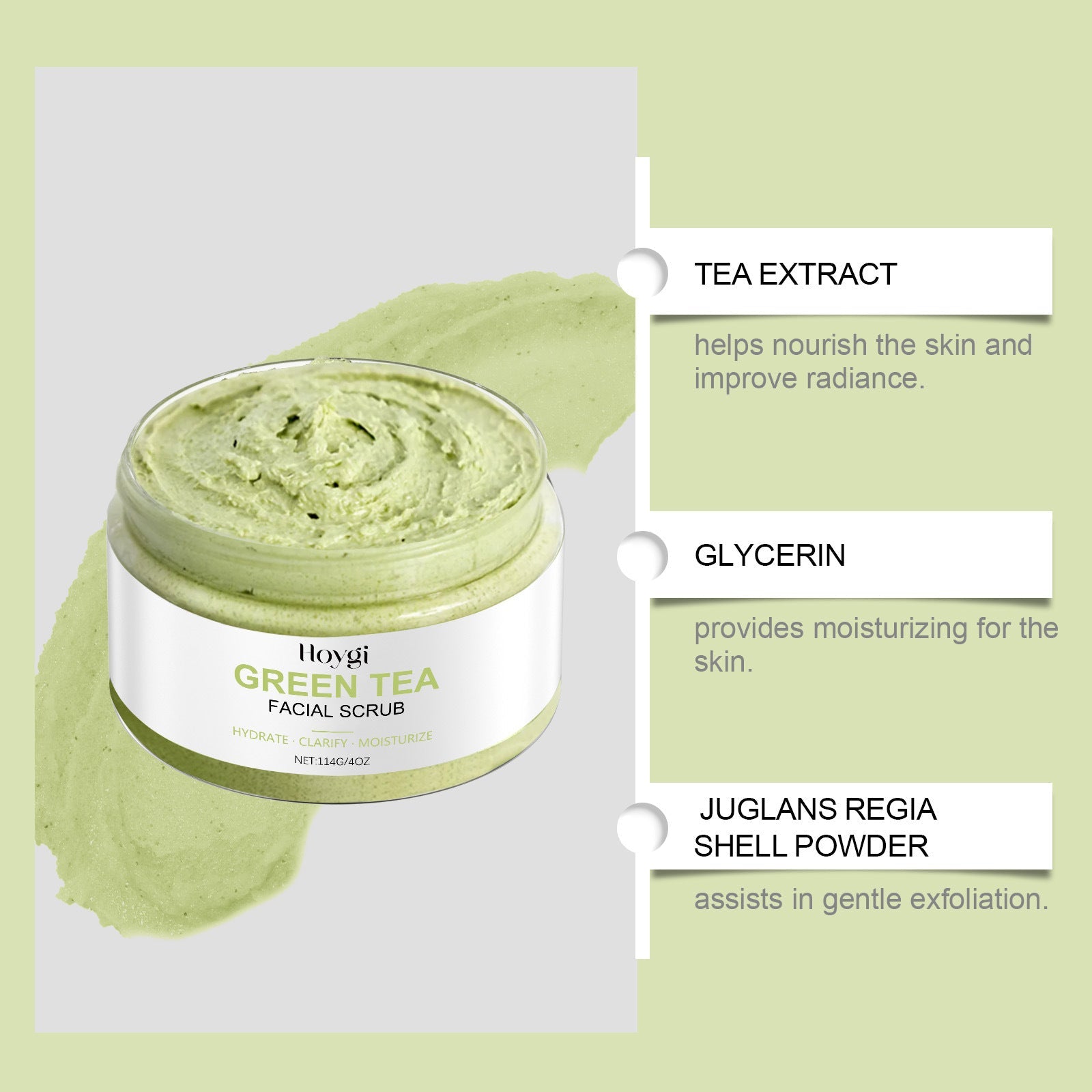 Green Tea Facial Scrub with Walnut Shell Powder and Lemon Citronella Leaves - Teleplus Lemongrass green tea facial