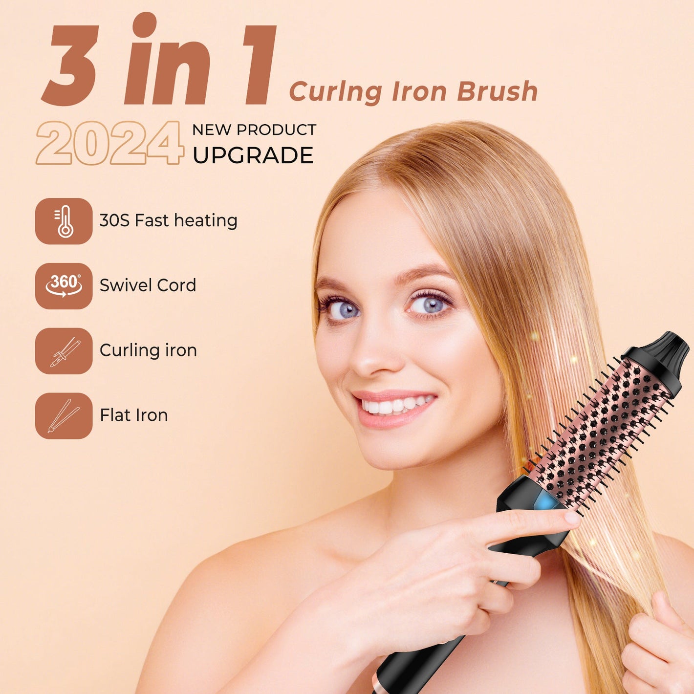 Hair Anion Straight Curling Combo with Roller Comb and Dual PTC Heating - Teleplus hair anion straight curling roller