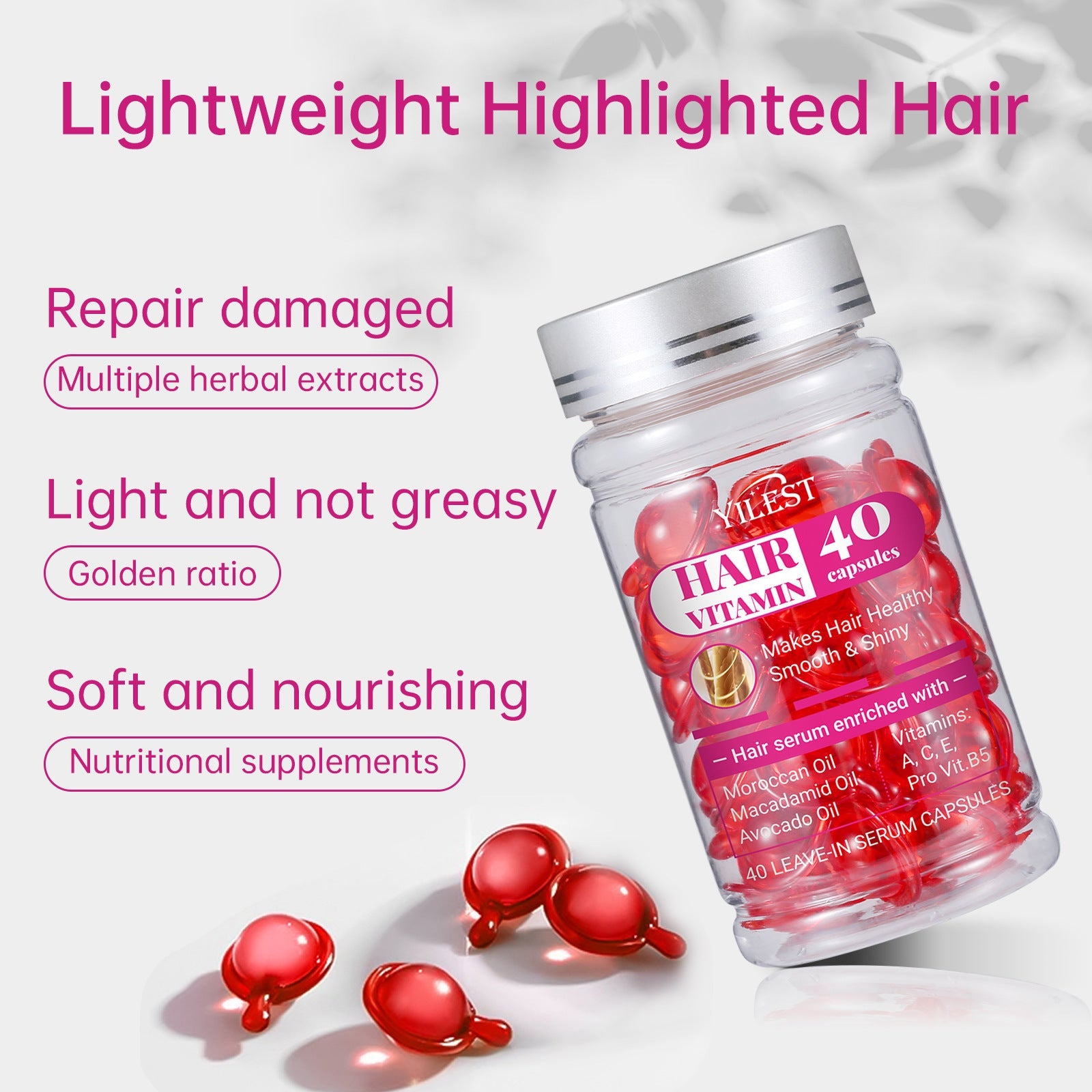 Hair Care Capsule for Frizzy and Color Protection 40Pcs - hair care capsule frizzy treatment color protection serum