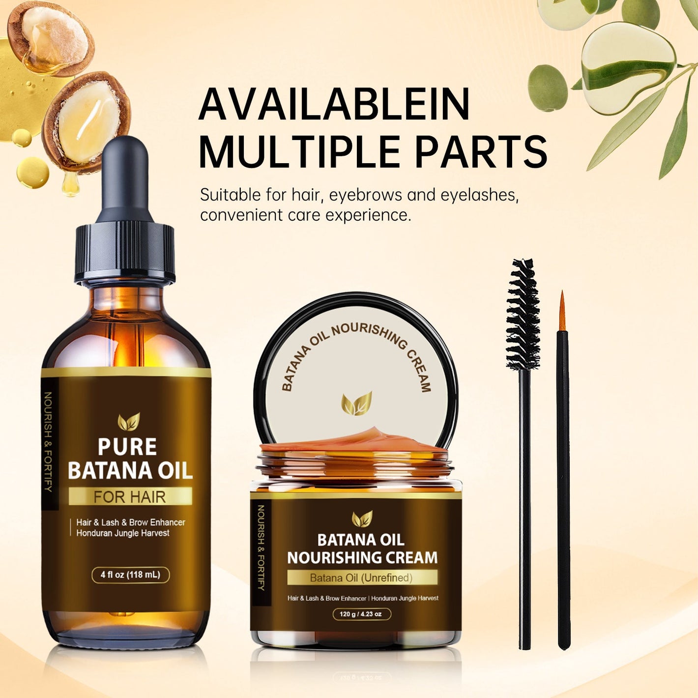 Hair Care Kit with Oil Batana Cream Eyelash Curler Eyebrow Brush Set