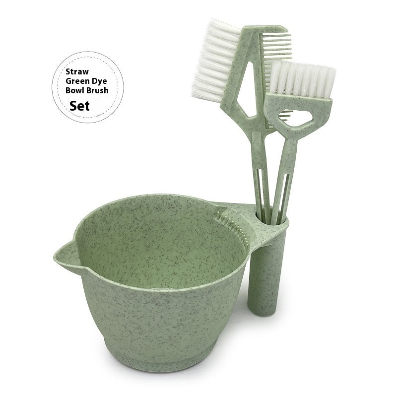 Hair Dye Straw Bowl Set with Brush for Salon Coloring - Teleplus hair dye straw bowl brush