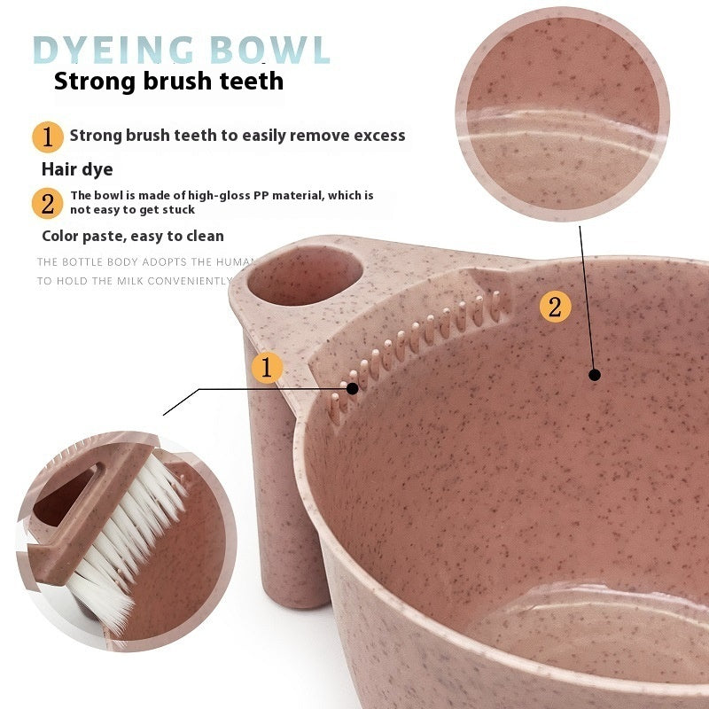 Hair Dye Straw Bowl Set with Brush for Salon Coloring - Teleplus hair dye straw bowl brush