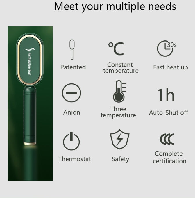 Hair Straightener Brush with Ceramic Tourmaline Heat Control for Styling - Teleplus hair straightener brush styling