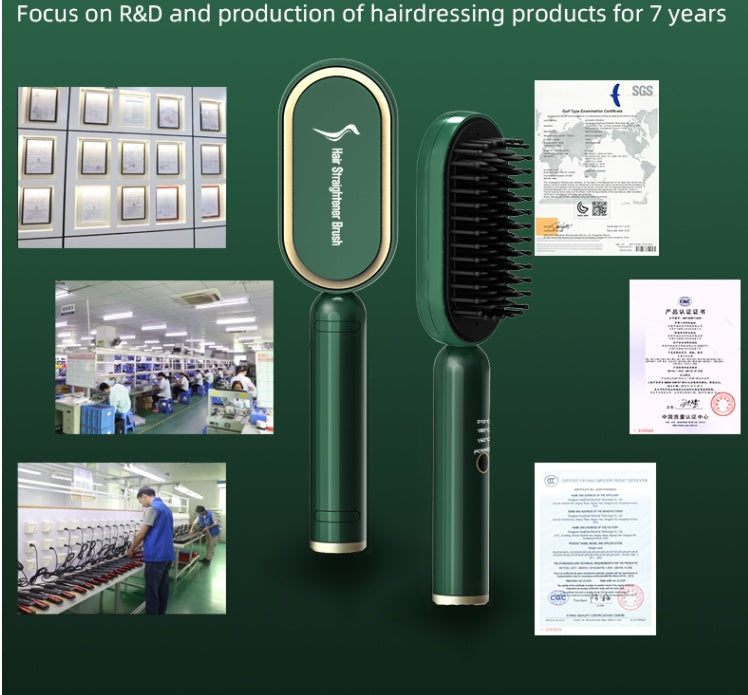 Hair Straightener Brush with Ceramic Tourmaline Heat Control for Styling - Teleplus hair straightener brush styling