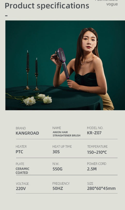 Hair Straightener Brush with Ceramic Tourmaline Heat Control for Styling - Teleplus hair straightener brush styling