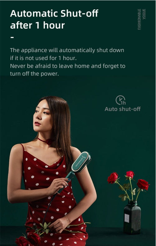 Hair Straightener Brush with Ceramic Tourmaline Heat Control for Styling - Teleplus hair straightener brush styling