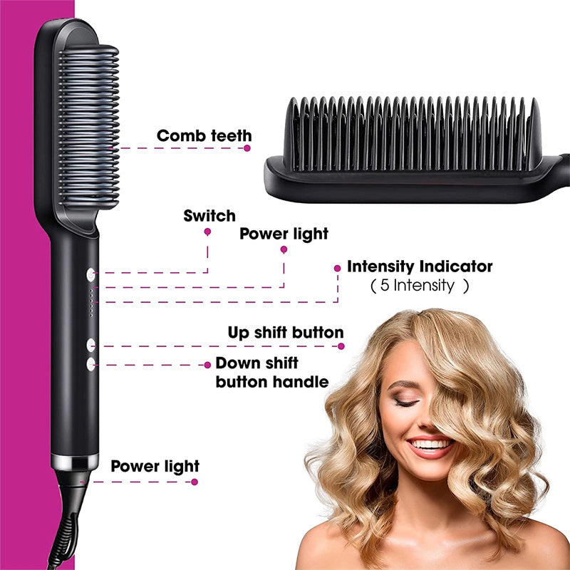 Hair Straightener Hot Comb with Anti-Scald and Negative Ion Curling Technology - Teleplus hair straightener hot comb