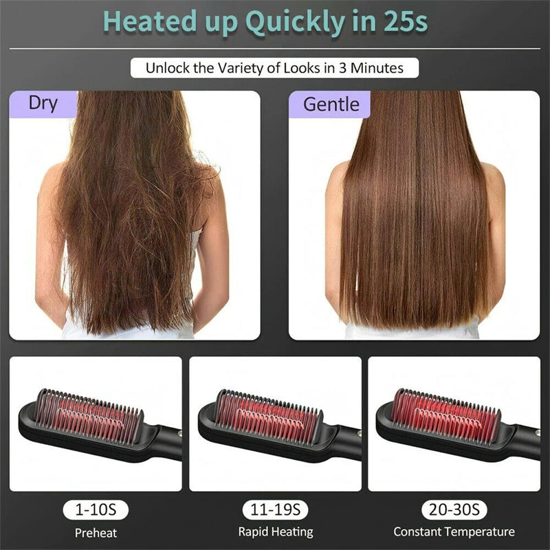 Hair Straightener Hot Comb with Anti-Scald and Negative Ion Curling Technology - Teleplus hair straightener hot comb