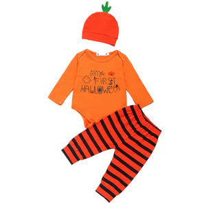 Halloween Kids Set Long Sleeve and Pants for Spring Autumn - Spook-tacular in Main Fabric Fun halloween kids set
