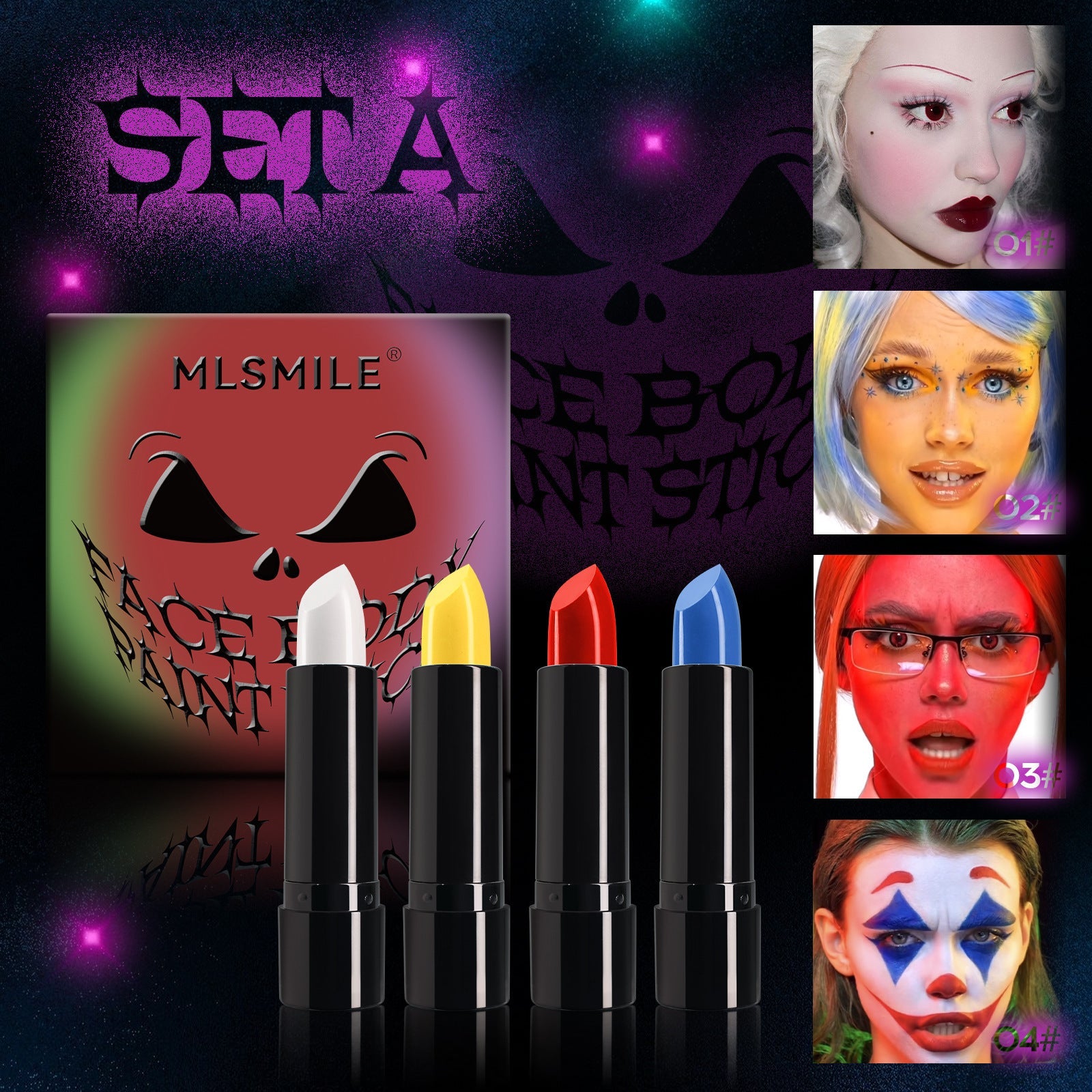 Halloween Lipstick Set for Easy White Red and Black Looks - halloween lipstick black white red easy